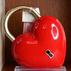 NWT Bella Lux Red Heart-Shaped Decorative Lock Valentine's Day Decor